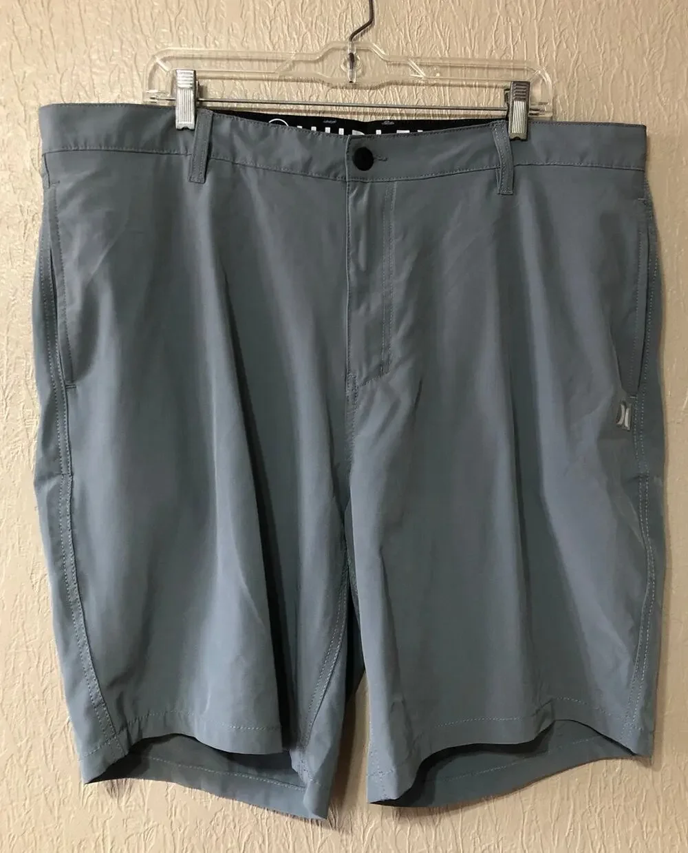 Hurley Men Stretch Tech Chino Shorts Golf Travel Beach Gray High Rise 40 x 9 New
